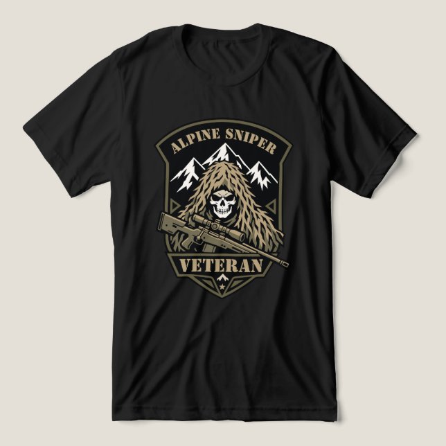 Alpine Sniper Veteran Mountain Skull Tri-Blend Shirt (Design Front)