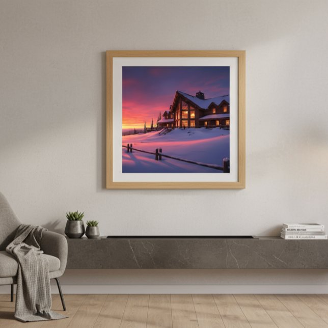 Alpine Sunset Lodge Cosy Winter Poster (Creator Uploaded)
