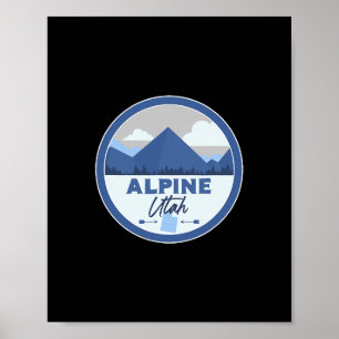 Alpine Utah Ut Mountains Badge Hiking Souvenir  Poster