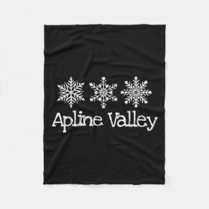 Alpine Valley Mountain Ski Skier Skiing Snowflakes Fleece Blanket