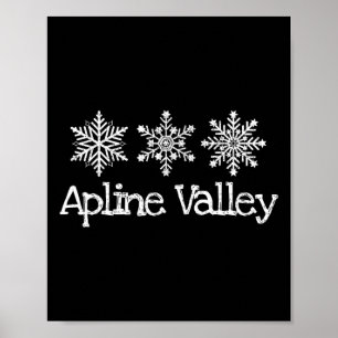 Alpine Valley Mountain Ski Skier Skiing Snowflakes Poster