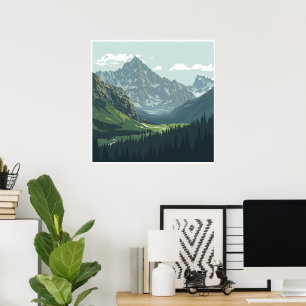Alpine Valley Poster – Tranquil Mountain View