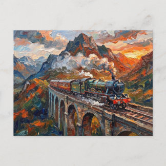 Alpine Viaduct Steam Train Postcard
