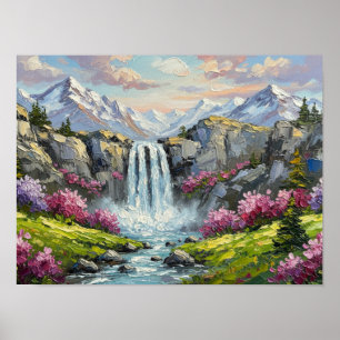 Alpine Waterfall Serenade Poster