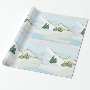 Alpine Winter Landscape with Pine Trees Wrapping Paper