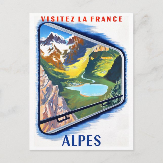 Alps by train France vintage travel Postcard (Front)