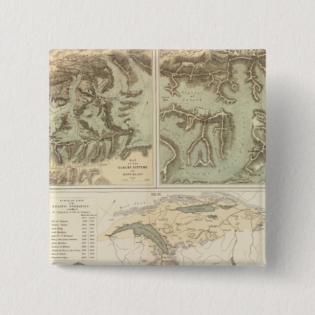 Alps glacier systems 15 cm square badge (Front)