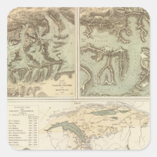 Alps glacier systems square sticker