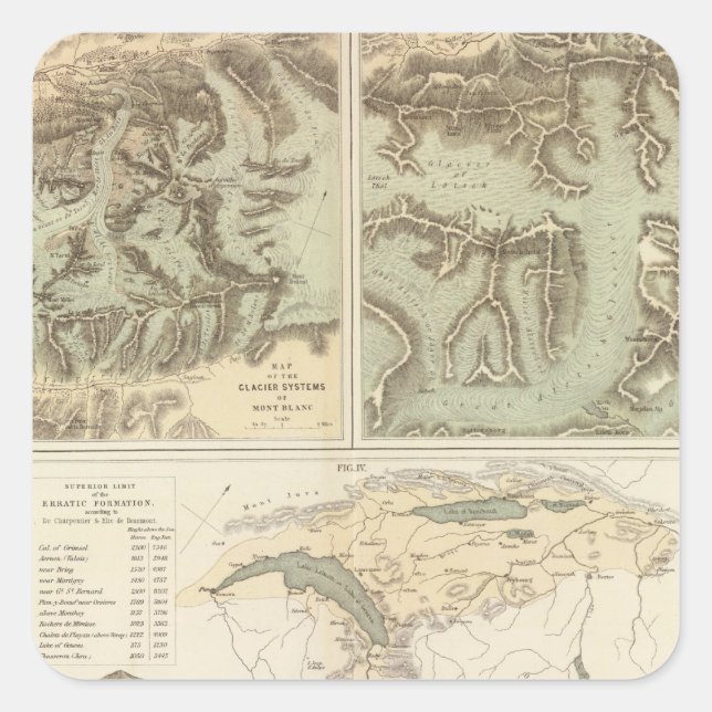 Alps glacier systems square sticker (Front)