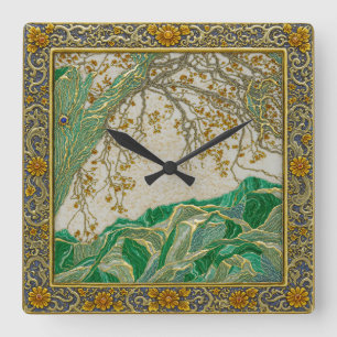 Alps Gold Silver Lapis Amber Malachite Wall Clock
