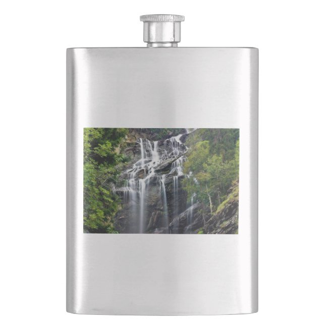 Alps Mountain Top Waterfall Hip Flask (Front)