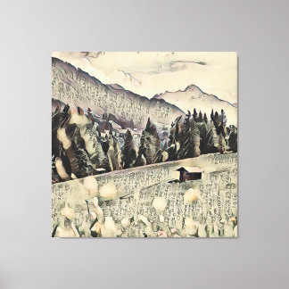 Alps, Mountains, Mountain hut Canvas Print