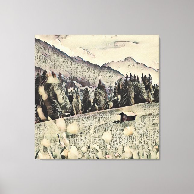 Alps, Mountains, Mountain hut Canvas Print (Front)