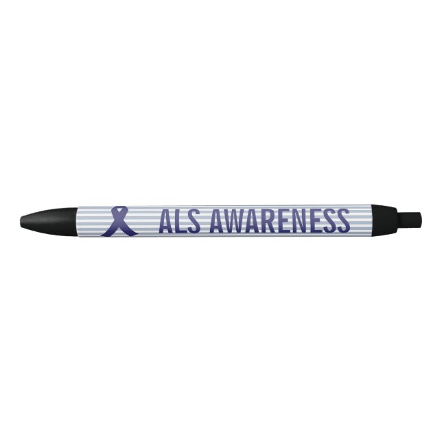 ALS Awareness Blue Ribbon Black Ink Pen (Front)