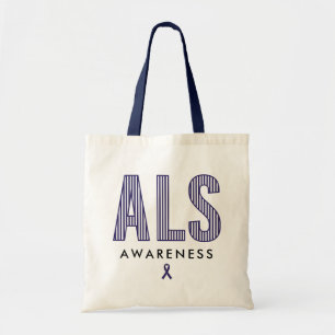 ALS Awareness Blue Ribbon Tote Bag