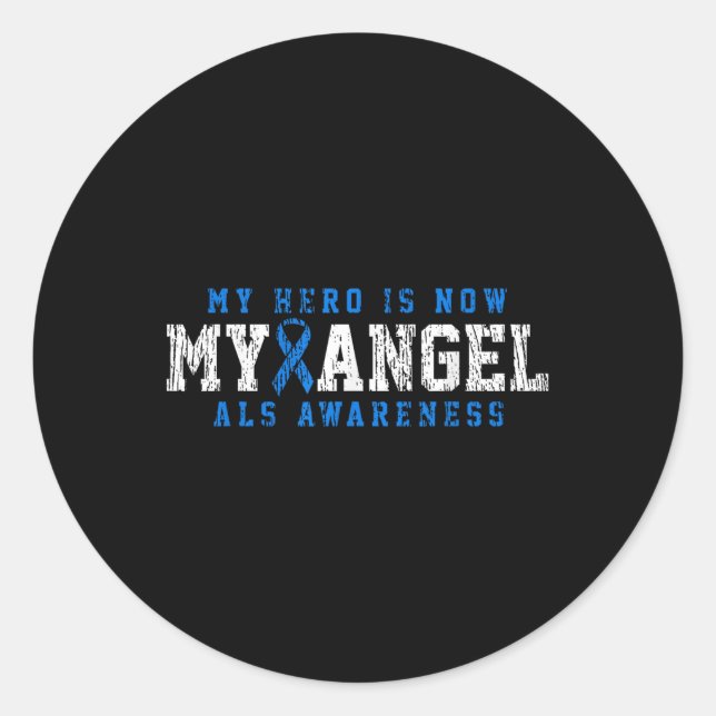 Als Awareness Family Blue Ribbon  Classic Round Sticker (Front)