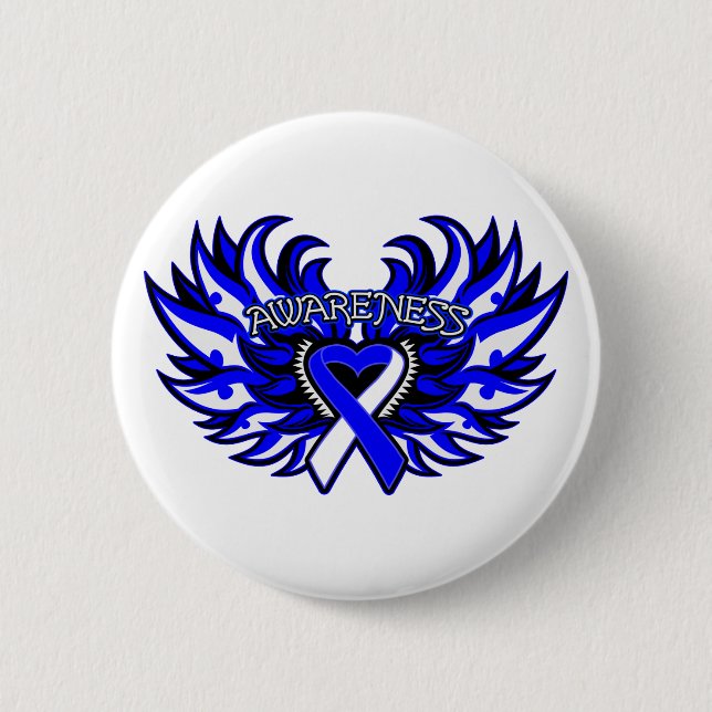 ALS Awareness Heart Wings.png 6 Cm Round Badge (Front)