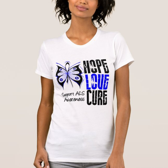ALS Awareness Hope Love Cure T-Shirt (Front)