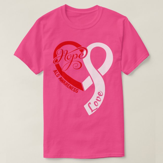 ALS Awareness Hople Love Heart Ribbon Happy Valent T-Shirt (Design Front)