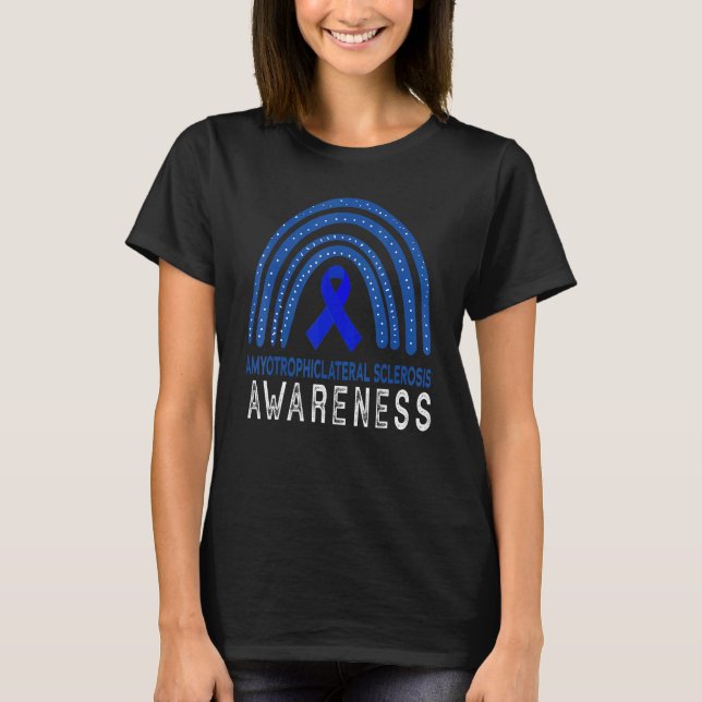 Als Awareness Month Blue Rainbow Support Squad Wom T-Shirt (Front)
