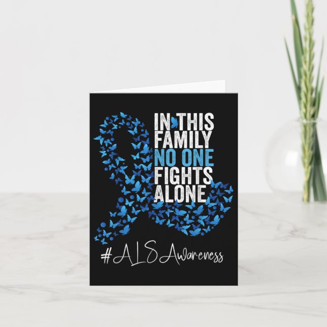 Als Awareness Month Blue Ribbon Butterflies  Card (Front)