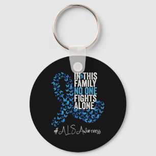Als Awareness Month Blue Ribbon Butterflies Key Ring
