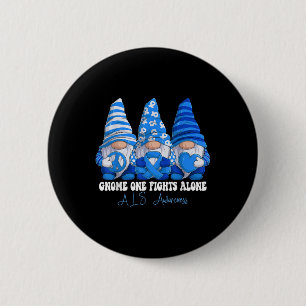 Als Awareness Month Blue Ribbon Gnomies Support 6 Cm Round Badge