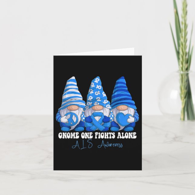 Als Awareness Month Blue Ribbon Gnomies Support  Card (Front)