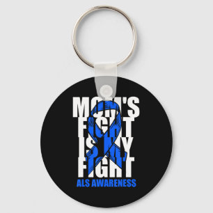 ALS Awareness Month Blue Ribbon Moms Fight May Sup Key Ring