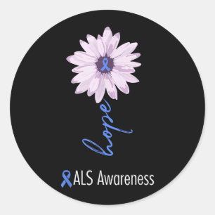 Als Awareness Month Blue Suower Ribbon Als Warrior Classic Round Sticker