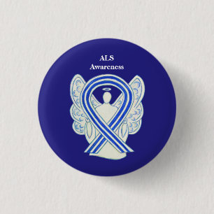 ALS Awareness Ribbon Angel Art Button Pins