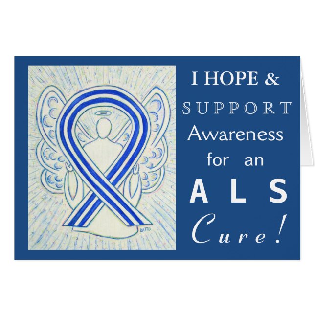 ALS Awareness Ribbon Angel Art Hope Greeting Cards (Front Horizontal)