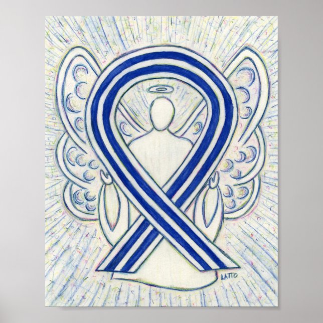 ALS Awareness Ribbon Angel Art Print Poster (Front)