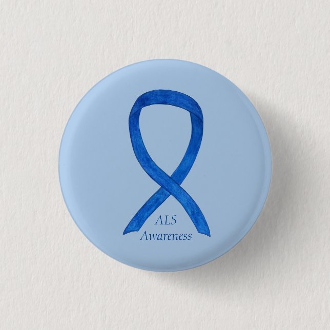 ALS Awareness Ribbon Custom Art Pin (Front)