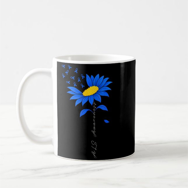 Als Awareness Suower Blue Ribbon Coffee Mug (Left)