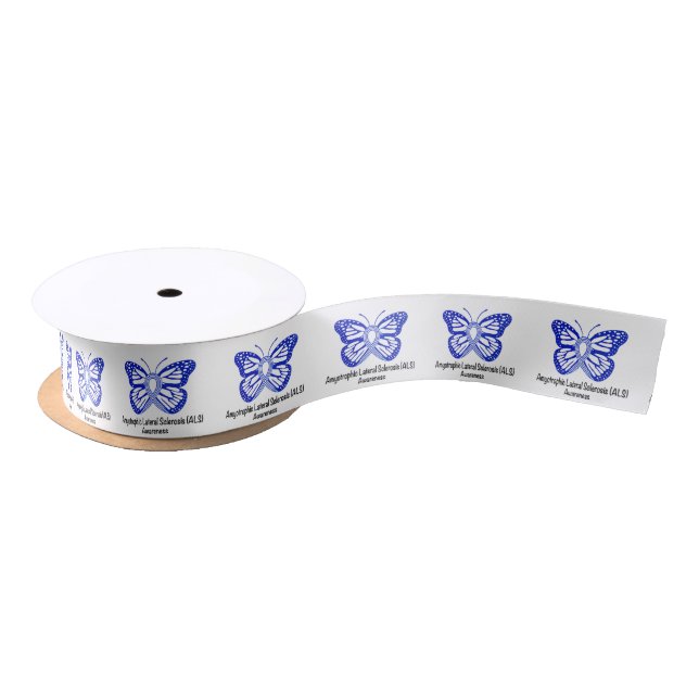 ALS Butterfly Ribbon of Hope 1.5" Satin Ribbon (Spool)