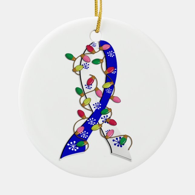 ALS Christmas Lights Ribbon Ceramic Tree Decoration (Front)
