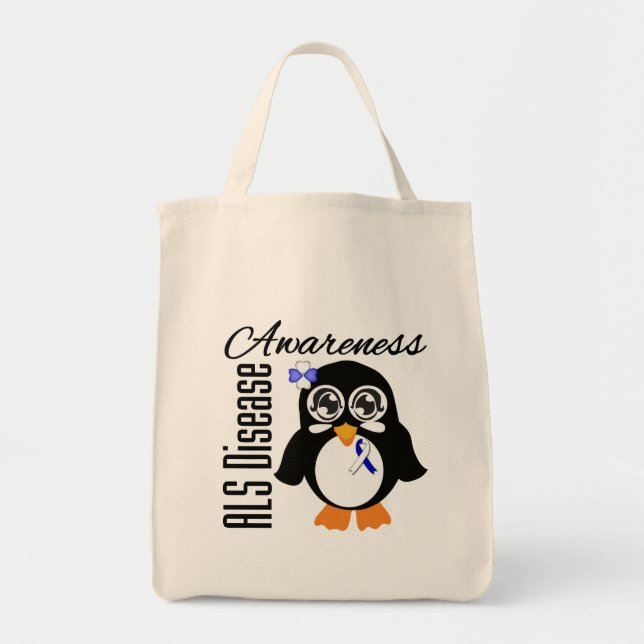 ALS Disease Awareness Penguin Tote Bag (Front)