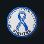 ALS Fighter Ribbon White Button<br><div class="desc">ALS Fighter Ribbon White Button for awareness and support for people fighting amyotrophic lateral sclerosis.</div>