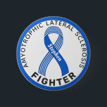 ALS Fighter Ribbon White Button<br><div class="desc">ALS Fighter Ribbon White Button for awareness and support for people fighting amyotrophic lateral sclerosis.</div>