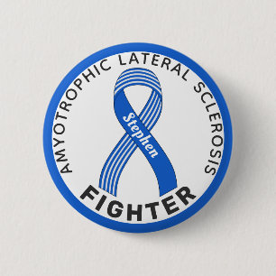 ALS Fighter Ribbon White Button