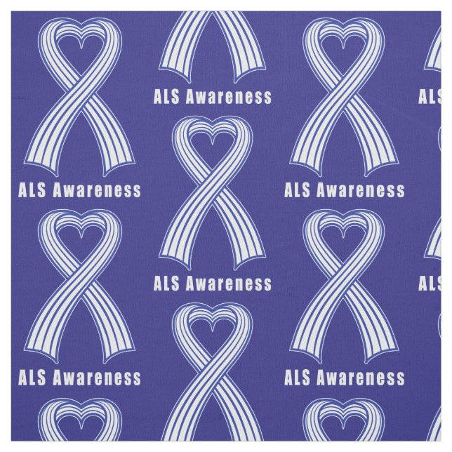 ALS Heart Ribbon of Hope Fabric (Swatch)