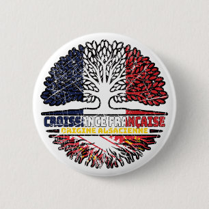 Alsace Alsatian French France Tree Roots Flag 6 Cm Round Badge