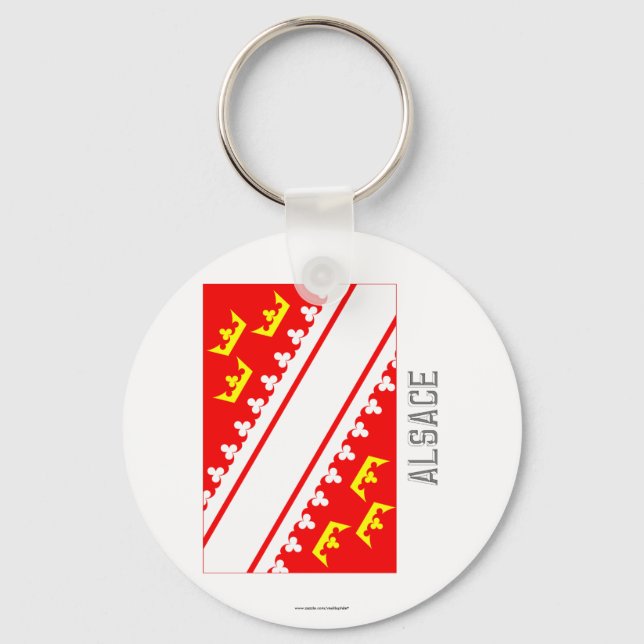 Alsace flag with name key ring (Front)