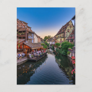 Alsace France Flower Water Canal               Holiday Postcard