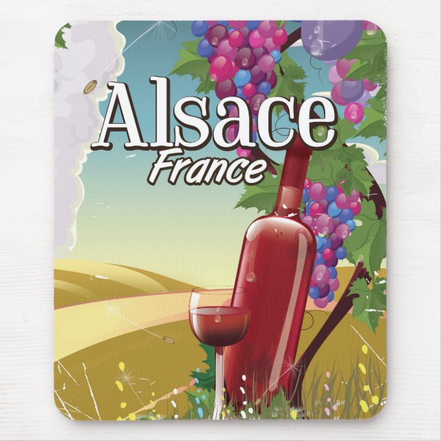 Alsace France lazy afternoon wine poster Mouse Pad (Front)