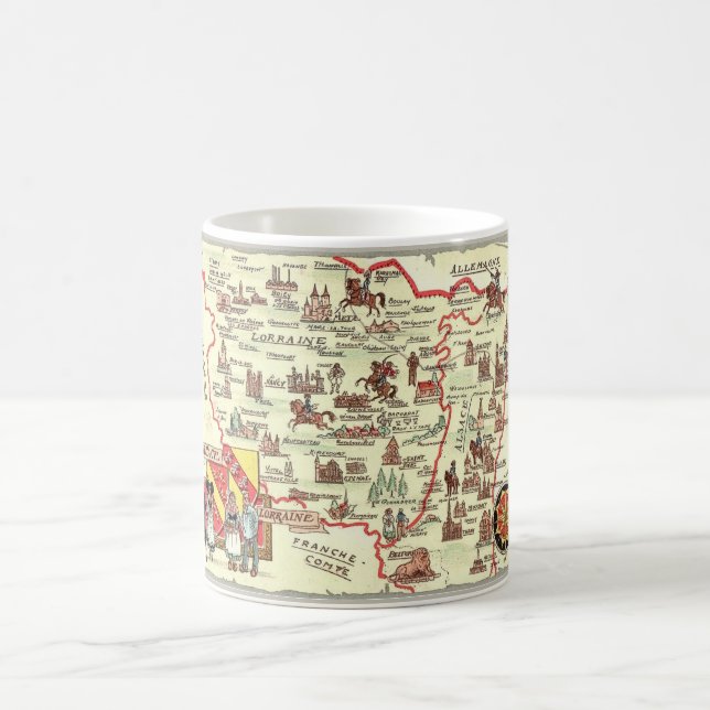Alsace Lorraine France  Illustrated Map Mug (Center)