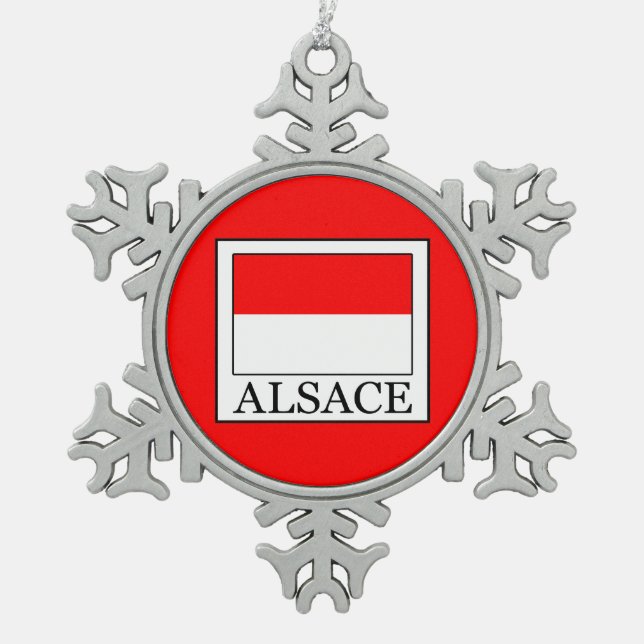 Alsace Snowflake Pewter Christmas Ornament (Front)