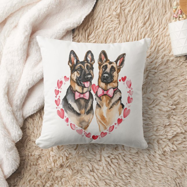 Alsatian Dog Mum Life Watercolor trendy fun heart Cushion (Blanket)