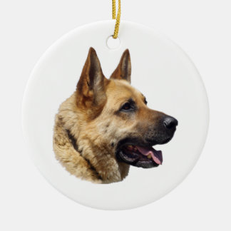 Alsatian German shepherd dog portrait Ceramic Tree Decoration
